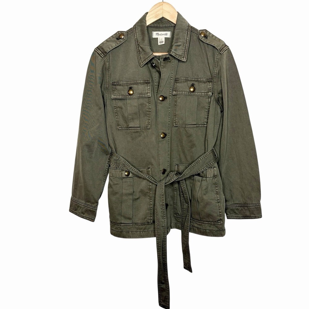 Madewell Military Jacket Green Womens Size Small Field Utility Belted Army